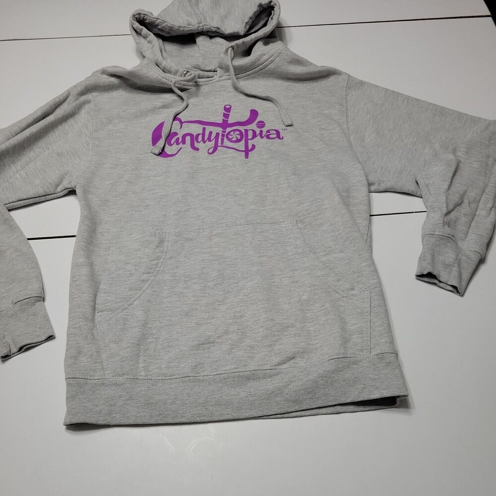 Candytopia Sweatshirt Womens S Gray Kangaroo Pocker Jacket Hood Pull Over Hoodie